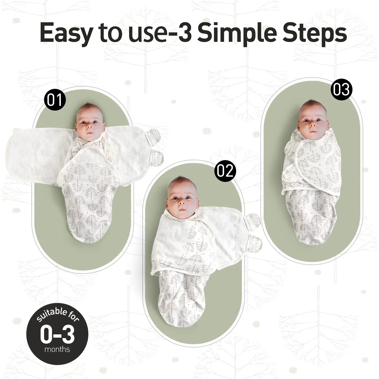Lot de 3 couvertures d'emmaillotage pour bébé Lettre de printemps