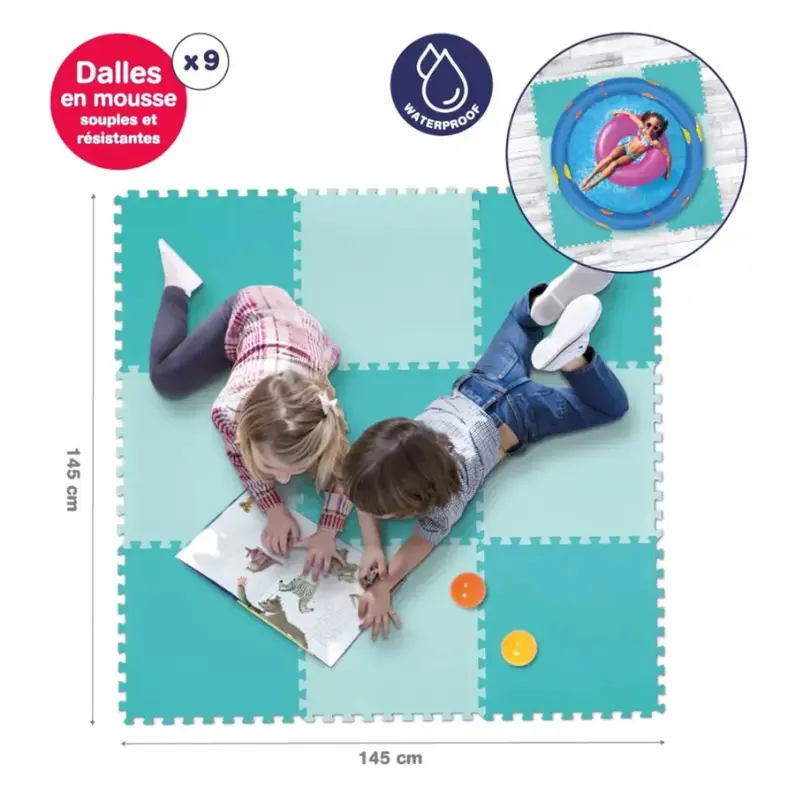Ludi Tapis De Sol XXL Bicolore 145x145cm - Bleu