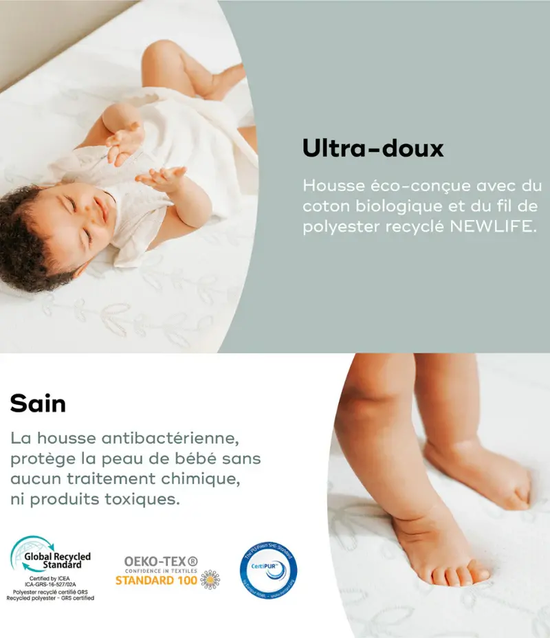 Matelas Bébé Protection Antibactérienne Naturelle - COSY'LITE