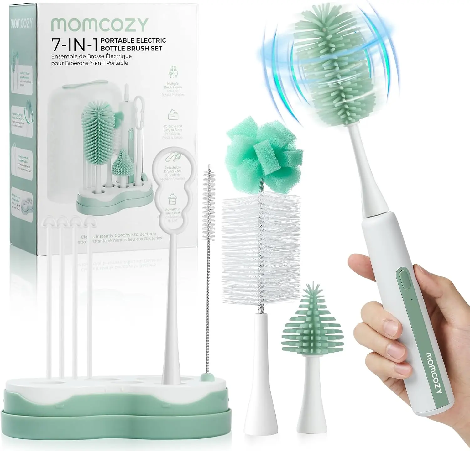 xx Momcozy Brosse Brosse à biberon Electrique kit 7 en 1