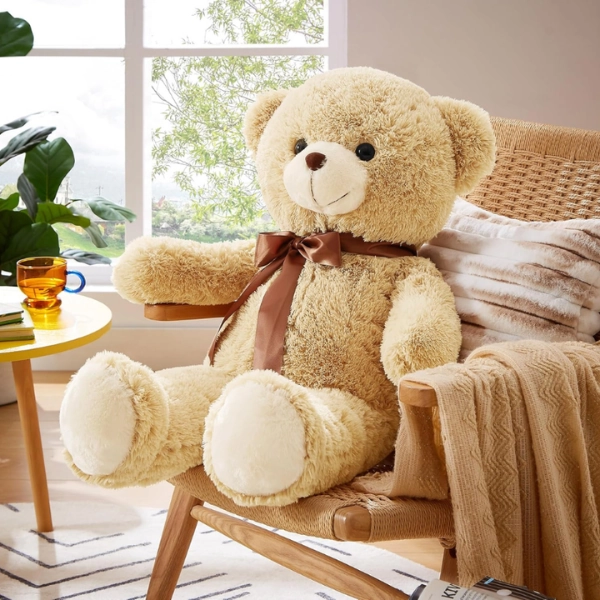 Ours en peluche géant 80 cm – Nounours doux et moelleux couleur camel