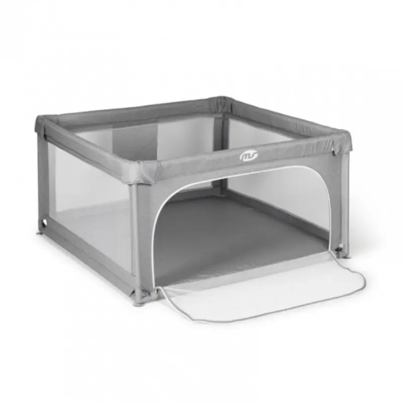 xx Parc de jeux bébé L 120x120 cm Gris Pliable avec Chatière et Fenêtre en Filet