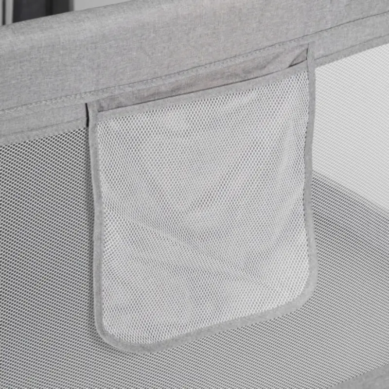 Parc de jeux bébé L 120x120 cm Gris Pliable avec Chatière et Fenêtre en Filet