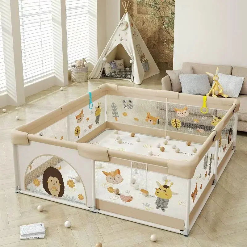 Parc de jeux bébé pliable 200cm x180 cm Beige