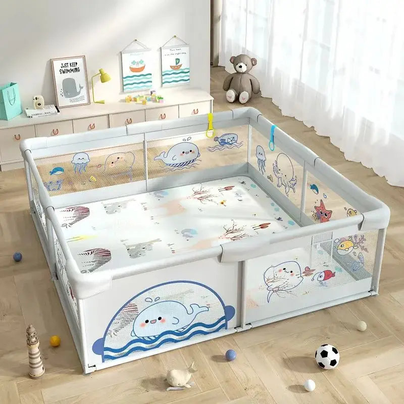 Parc de jeux bébé pliable 200cm x180 cm Gris