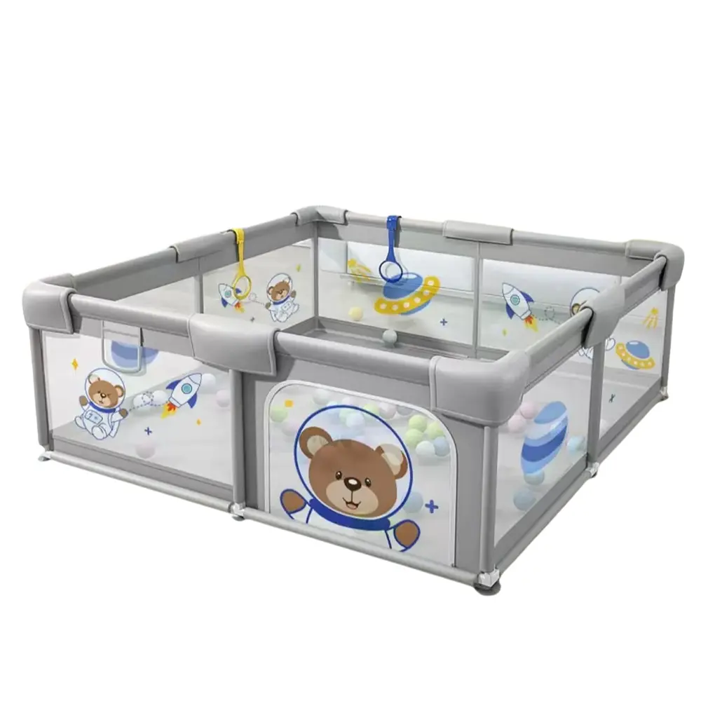 Parc de jeux bébé XXL ours 200x180 cm avec tapis et balles