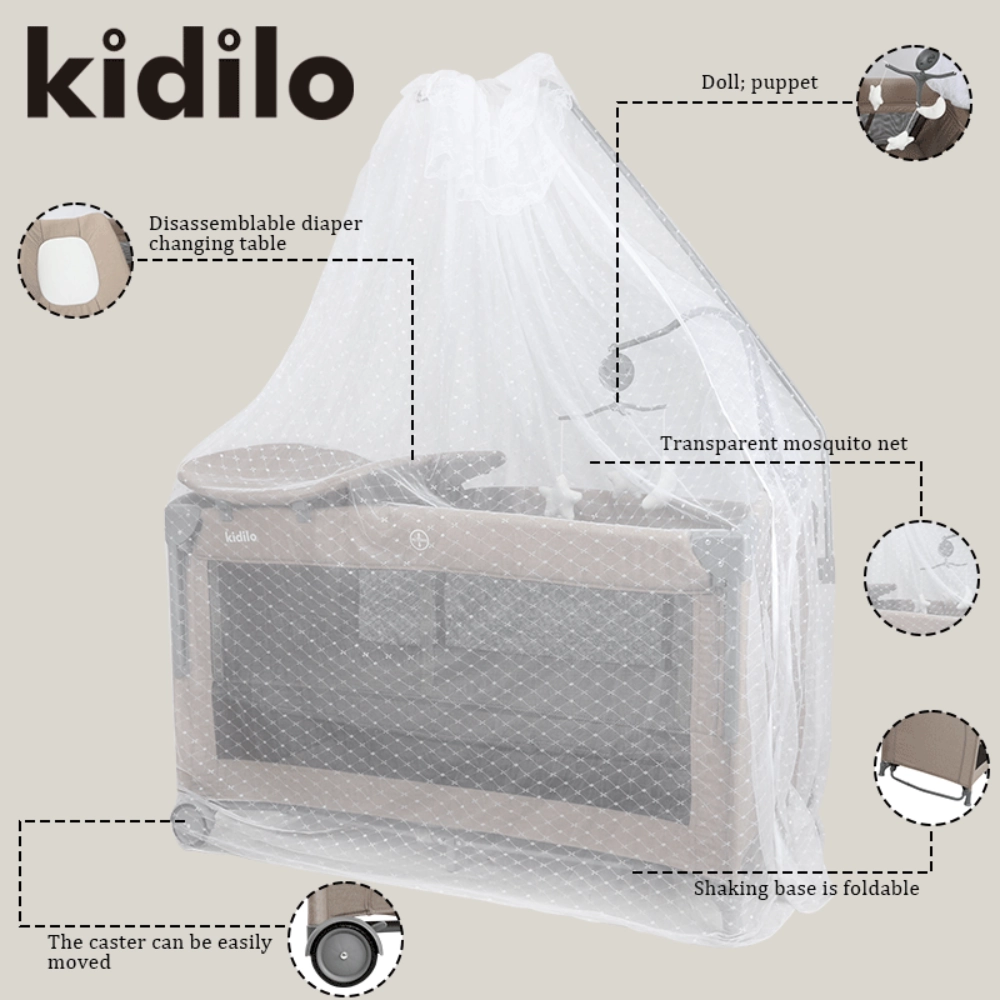 Parc lit cododo Pliable et Portable pour Nouveau-Né T-702L - Gris