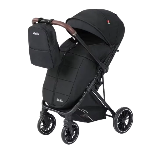 xx Poussette valise réversible avec cache pieds et Sac 6530 Kidilo - Noir