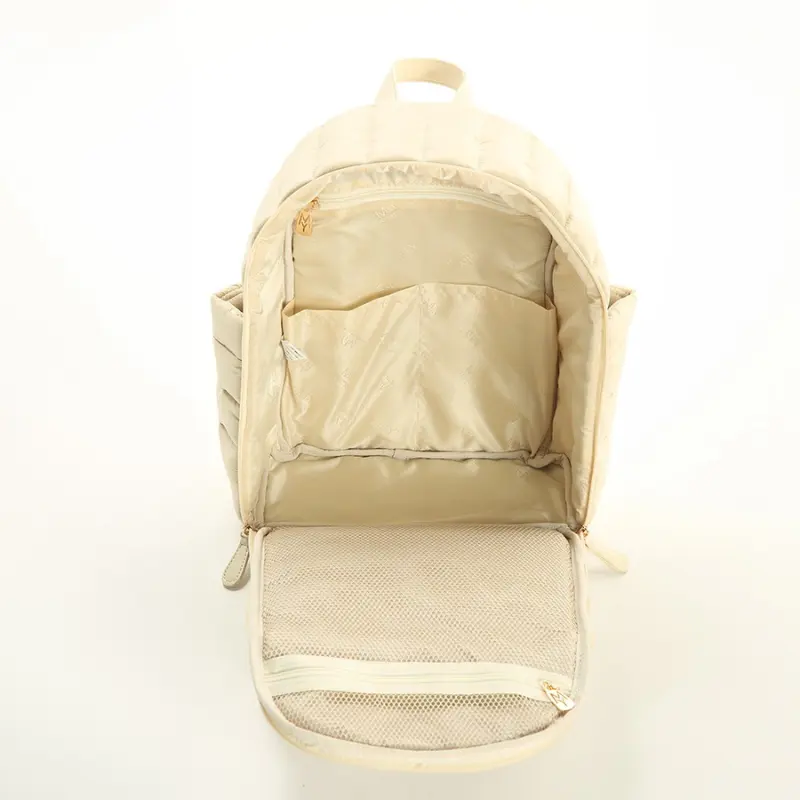 Sac à dos en cuir et tissu pour soins bébé et mère Beige MY Collection