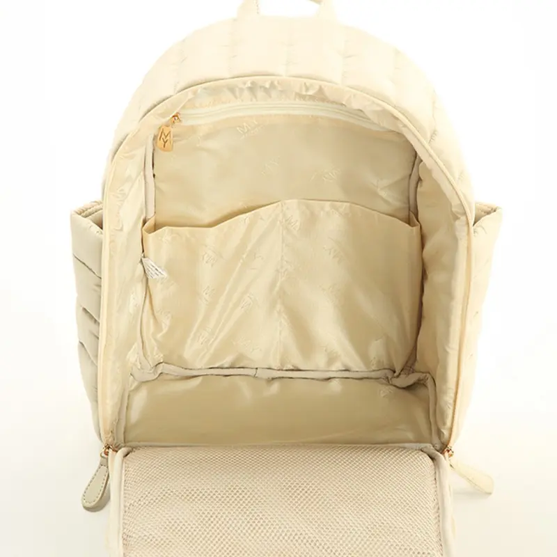 Sac à dos en cuir et tissu pour soins bébé et mère Beige MY Collection