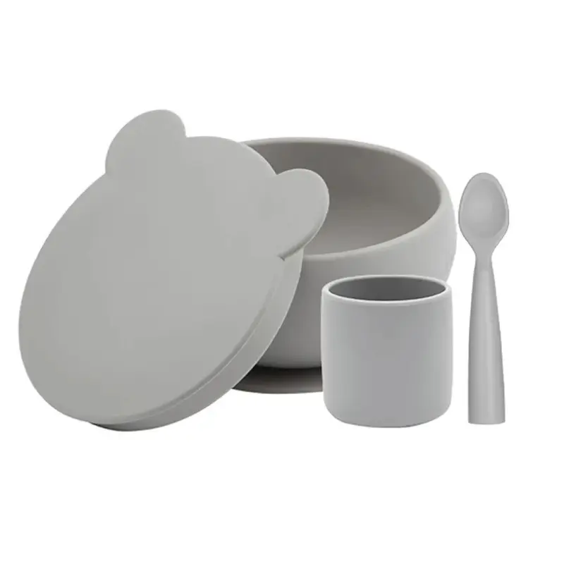 Set en Silicone MINIKOIOI Bol Gobelet Cuillère – Gris