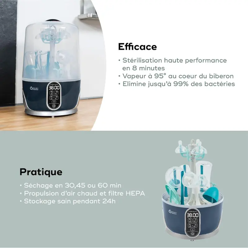Stérilisateur et sèche-biberon Turbo Pure - Babymoov