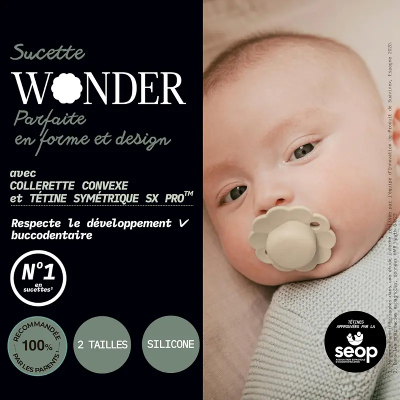 Suavinex Wonder SX PRO Sucette – Lot de 2 – Aqua/Gris