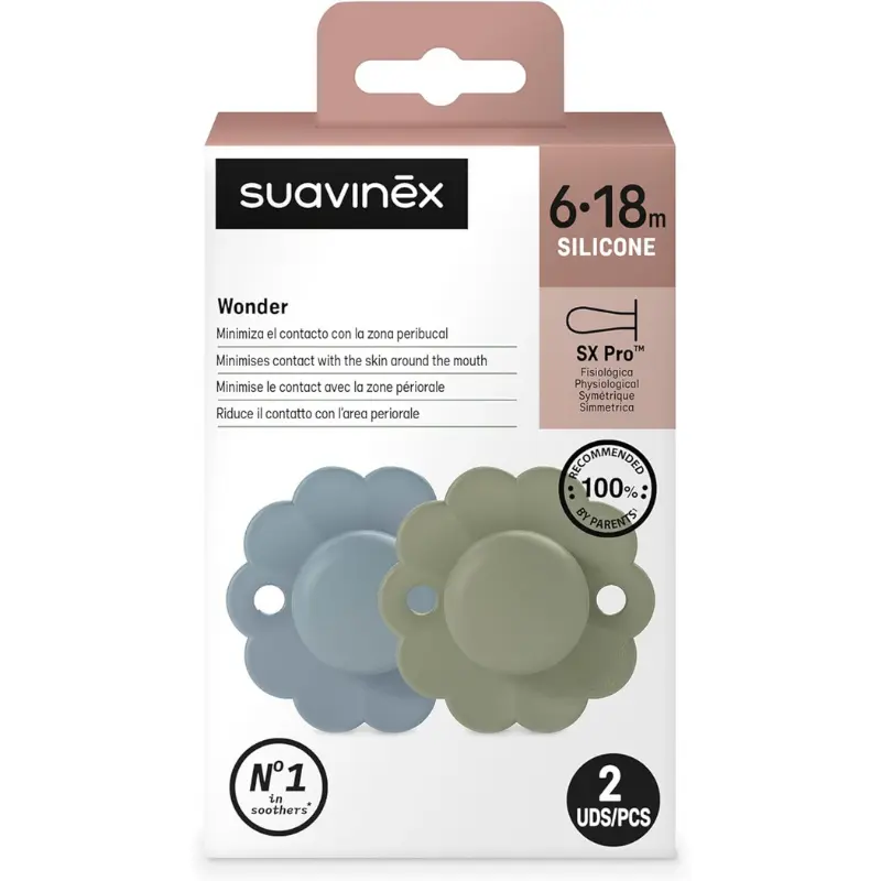 Suavinex Wonder SX PRO Sucette  – Lot de 2  – Lac/Vert