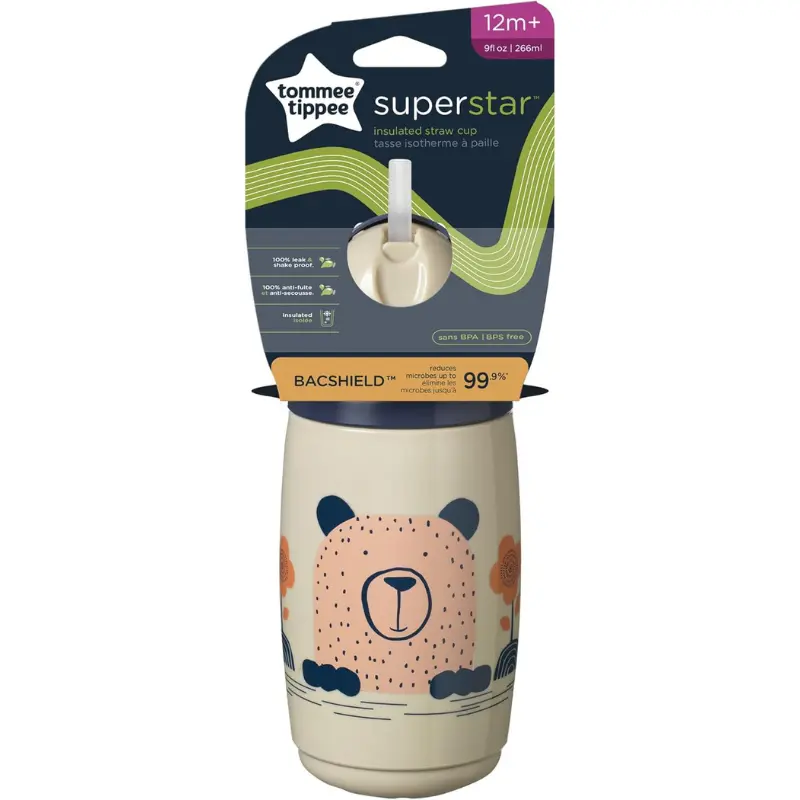 Tommee Tippee Tasse Isotherme à Paille SuperStar 266ml - Gris