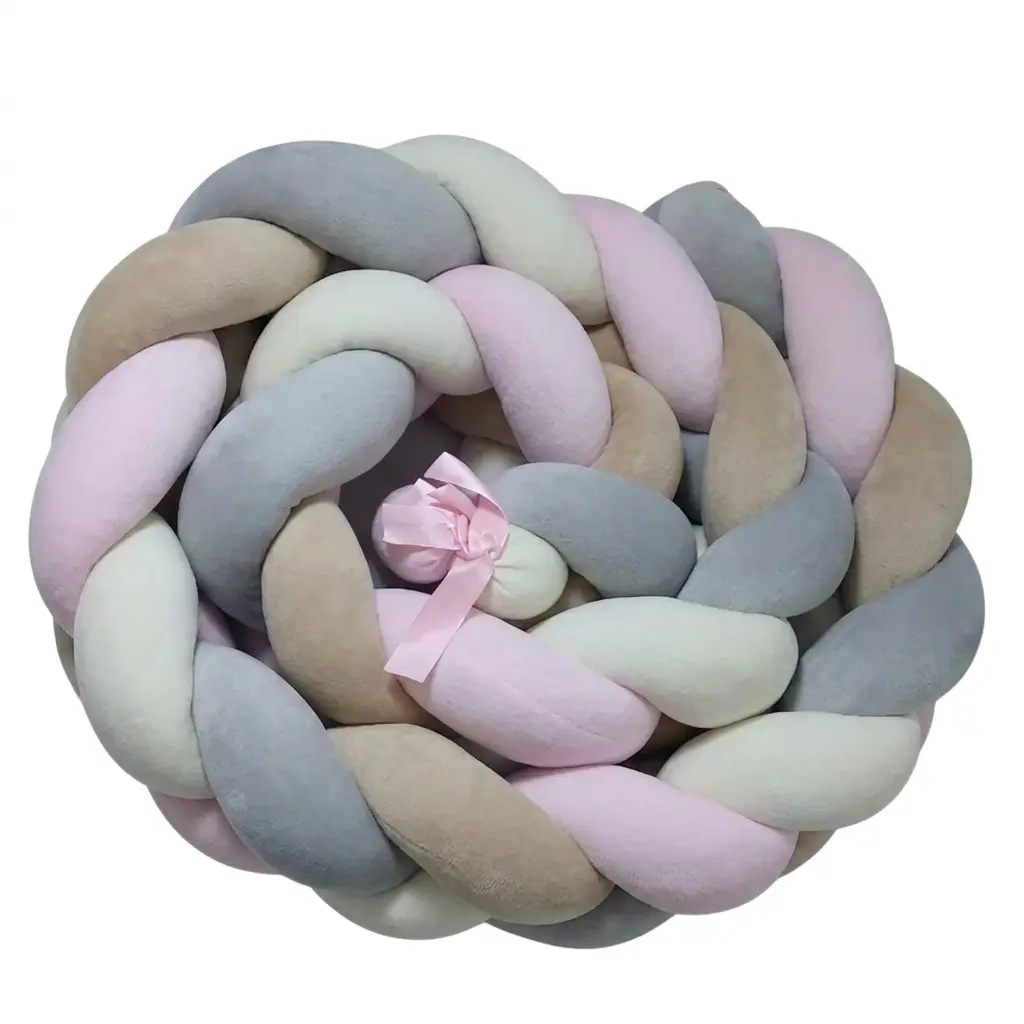 xx Tour de lit tressé  multicolore rose