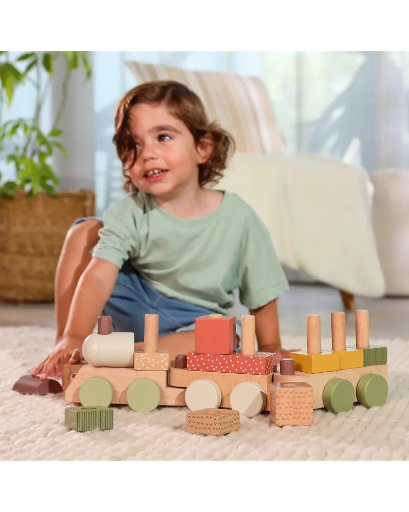Train empilable en bois Boho Chic