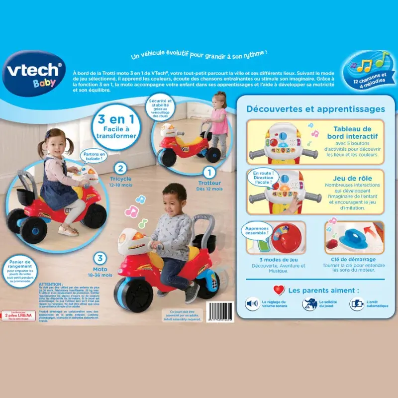 Trotti moto 3 en 1 – trotteur bébé VTech Baby