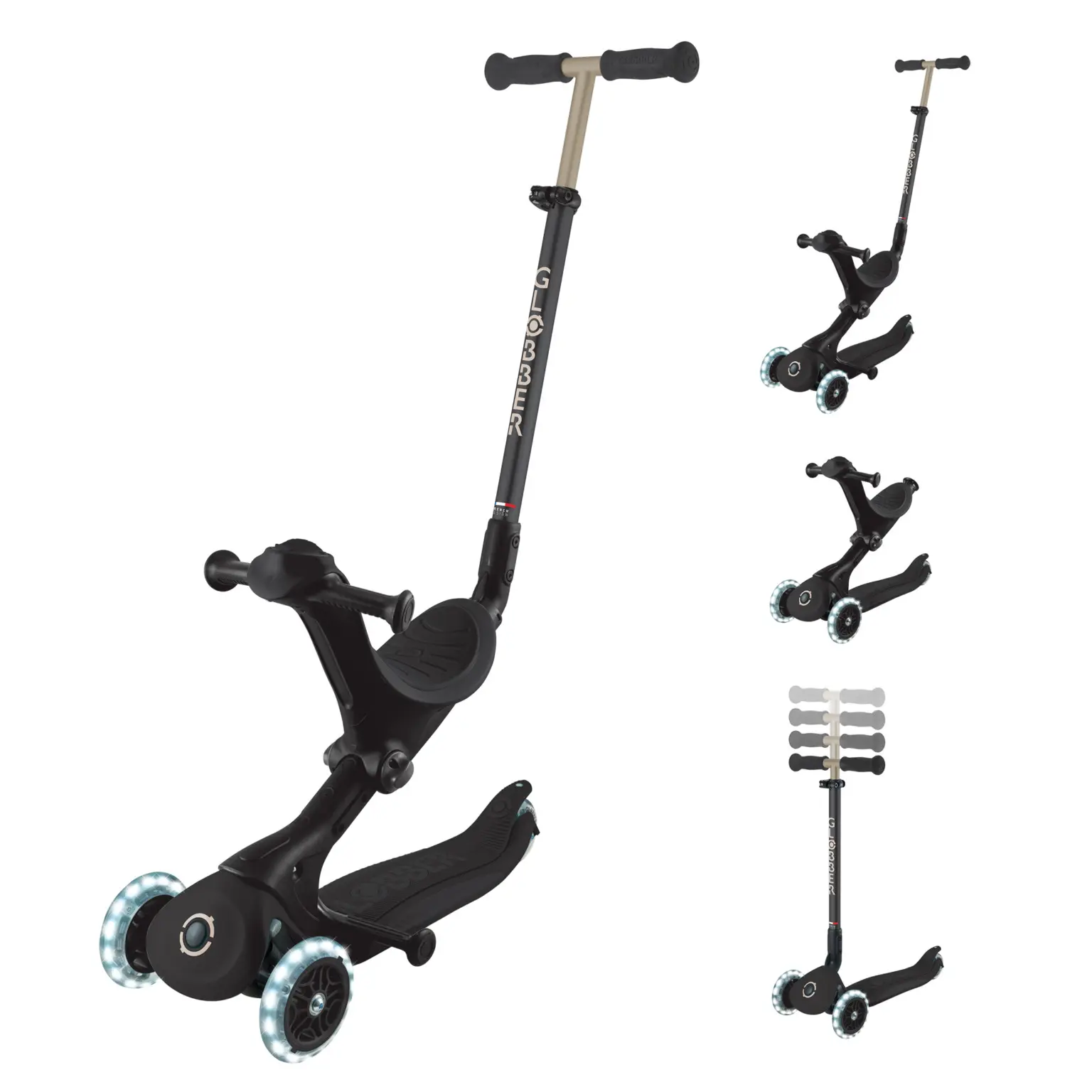 Trottinette convertible GO•UP DELUXE LIGHTS 3 en 1 Noir