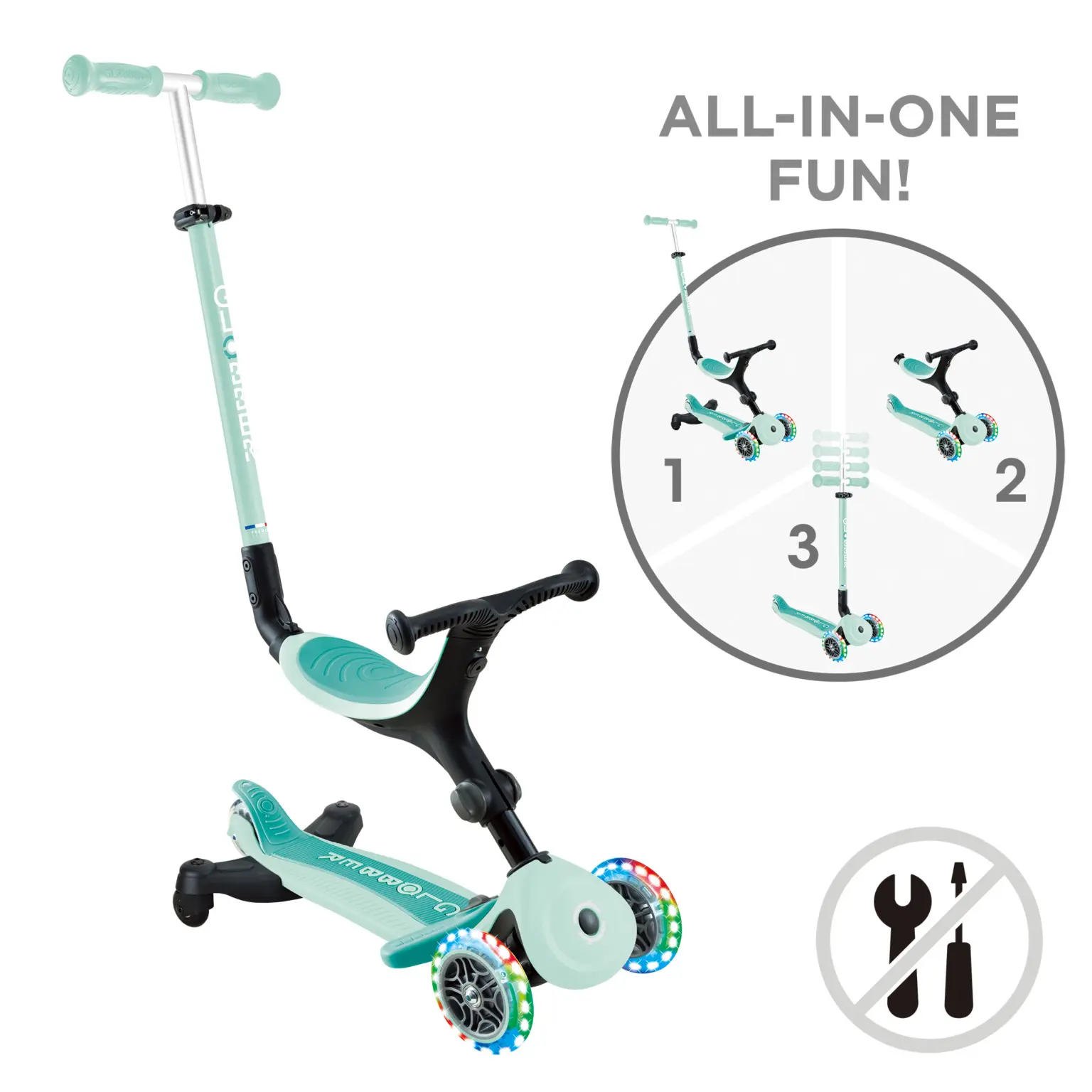 Trottinette Évolutive Globber GO•UP Active Plus Lights Mint