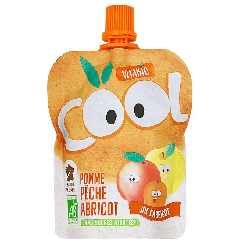 Vitabio Cool Fruits Pomme Pêche Abricot Bio Gourde 90g